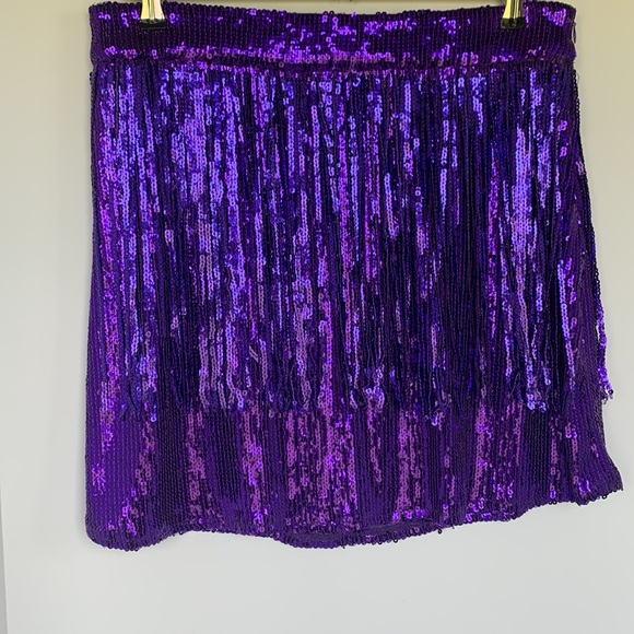 EUC Queen of Sparkles sequin fringe skirt size Large - Picture 7 of 10
